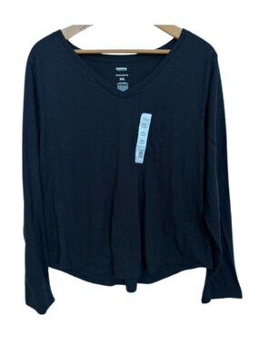 Sonoma Goods For Life The Everyday Tee Long Sleeve V-Neck Black NWT XXL Cotton